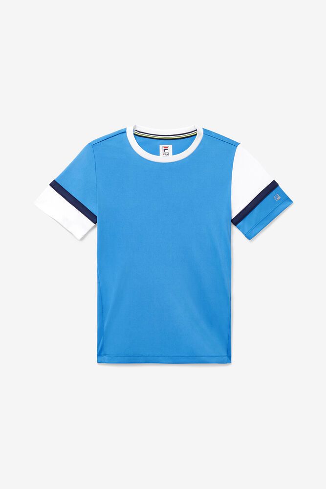 Fila T-Shirt Boys' Core Doubles Crew Kids Blue - India GJN-569281